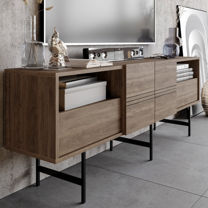 Hanah Home Soporte de TV Derin - Nogal y Negro